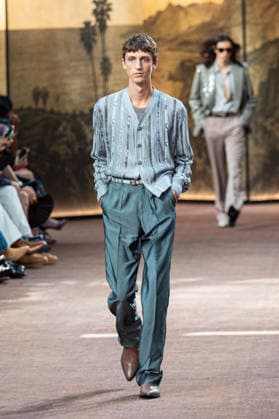 PFW Amiri Runway Menswear NB A model walks the runway during the Amiri Menswear Spring Summer 2027 show as part of Paris Fashion Week on June 25, 2026 in Paris, France. Photo by Nasser Berzane ABACAPRESS.COM Paris France  Copyright: xBerzanexNasser ABACAx