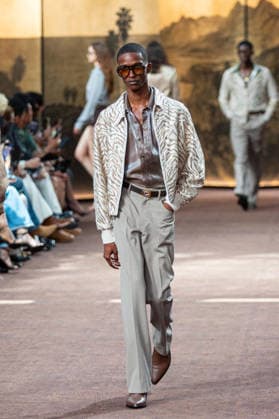 PFW Amiri Runway Menswear NB A model walks the runway during the Amiri Menswear Spring Summer 2027 show as part of Paris Fashion Week on June 25, 2026 in Paris, France. Photo by Nasser Berzane ABACAPRESS.COM Paris France  Copyright: xBerzanexNasser ABACAx