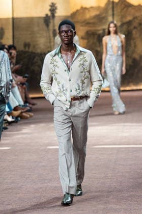 PFW Amiri Runway Menswear NB A model walks the runway during the Amiri Menswear Spring Summer 2027 show as part of Paris Fashion Week on June 25, 2026 in Paris, France. Photo by Nasser Berzane ABACAPRESS.COM Paris France  Copyright: xBerzanexNasser ABACAx