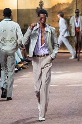PFW Amiri Runway Menswear NB A model walks the runway during the Amiri Menswear Spring Summer 2027 show as part of Paris Fashion Week on June 25, 2026 in Paris, France. Photo by Nasser Berzane ABACAPRESS.COM Paris France  Copyright: xBerzanexNasser ABACAx