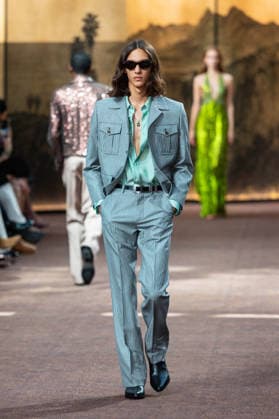 PFW Amiri Runway Menswear NB A model walks the runway during the Amiri Menswear Spring Summer 2027 show as part of Paris Fashion Week on June 25, 2026 in Paris, France. Photo by Nasser Berzane ABACAPRESS.COM Paris France  Copyright: xBerzanexNasser ABACAx