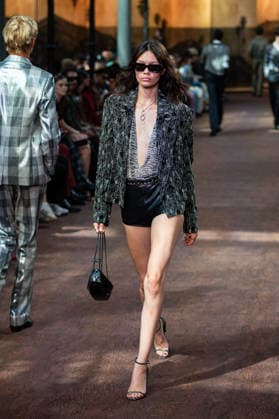PFW Amiri Runway Menswear NB A model walks the runway during the Amiri Menswear Spring Summer 2027 show as part of Paris Fashion Week on June 25, 2026 in Paris, France. Photo by Nasser Berzane ABACAPRESS.COM Paris France  Copyright: xBerzanexNasser ABACAx