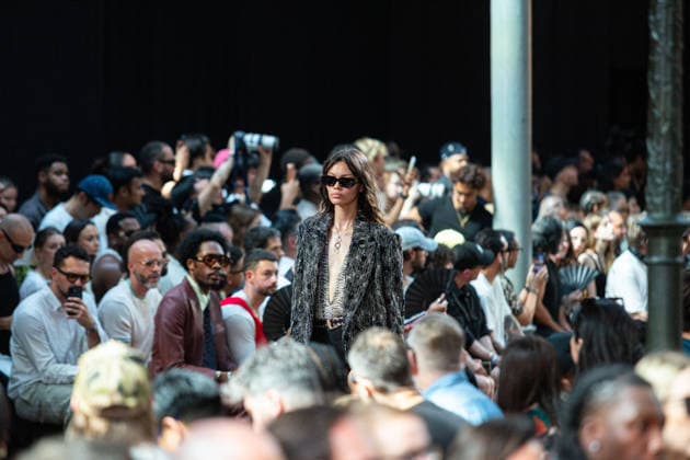 PFW Amiri Runway Menswear NB A model walks the runway during the Amiri Menswear Spring Summer 2027 show as part of Paris Fashion Week on June 25, 2026 in Paris, France. Photo by Nasser Berzane ABACAPRESS.COM Paris France  Copyright: xBerzanexNasser ABACAx