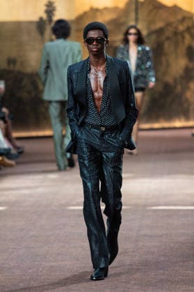 PFW Amiri Runway Menswear NB A model walks the runway during the Amiri Menswear Spring Summer 2027 show as part of Paris Fashion Week on June 25, 2026 in Paris, France. Photo by Nasser Berzane ABACAPRESS.COM Paris France  Copyright: xBerzanexNasser ABACAx