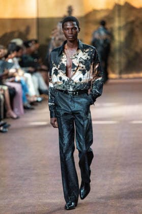 PFW Amiri Runway Menswear NB A model walks the runway during the Amiri Menswear Spring Summer 2027 show as part of Paris Fashion Week on June 25, 2026 in Paris, France. Photo by Nasser Berzane ABACAPRESS.COM Paris France  Copyright: xBerzanexNasser ABACAx