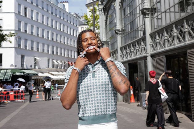Diamant Blazi at the Amiri Spring Summer 2027 Men’s Ready-to-Wear show at the Carreau du Temple during Paris Fashion Week (PFW), June 25, 2026 Tiphaine Lebely Bestimage Celebrities at the Amiri Spring Summer 2027 Men’s Ready-to-Wear show at the Carreau du Temple during Paris Fashion Week (PFW) in Paris, France  Copyright: xTiphainexLebelyx xBestimagexTiphainexLebelyx xBestimagex