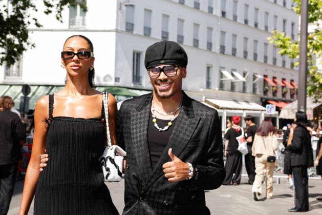 Guest and TJ Sawyerr at the Amiri Spring Summer 2027 Men’s Ready-to-Wear show at the Carreau du Temple during Paris Fashion Week (PFW), June 25, 2026 Tiphaine Lebely Bestimage Celebrities at the Amiri Spring Summer 2027 Men’s Ready-to-Wear show at the Carreau du Temple during Paris Fashion Week (PFW) in Paris, France  Copyright: xTiphainexLebelyx xBestimagexTiphainexLebelyx xBestimagex
