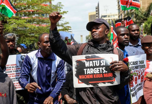 Protests in Kenya mark anniversary of finance bill demonstrations NAIROBI, KENYA - JUNE 25: Protesters gather on the second anniversary of the Gen Z-led demonstrations that erupted in 2024 against a controversial finance bill and resulted in dozens of deaths, in Nairobi, Kenya on June 25, 2026. Despite heavy police barricades and a blockade in the capital, families of the victims, activists, and citizens gathered in front of the parliament building to commemorate those who lost their lives. Lucas Mukasa Anadolu Nairobi Kenya. Editorial use only. Please get in touch for any other usage.  Copyright: x2026xAnadoluxLucasxMukasax