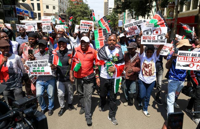 Protests in Kenya mark anniversary of finance bill demonstrations NAIROBI, KENYA - JUNE 25: Protesters gather on the second anniversary of the Gen Z-led demonstrations that erupted in 2024 against a controversial finance bill and resulted in dozens of deaths, in Nairobi, Kenya on June 25, 2026. Despite heavy police barricades and a blockade in the capital, families of the victims, activists, and citizens gathered in front of the parliament building to commemorate those who lost their lives. Lucas Mukasa Anadolu Nairobi Kenya. Editorial use only. Please get in touch for any other usage.  Copyright: x2026xAnadoluxLucasxMukasax