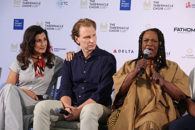 Los Angeles CA June 25: Sebastian Arcelus & Stephanie Block at The Tabernacle Choir & Orchestra at Temple Sqaure conference on June 25, 2026 Credit: USA  - ZUMAa123 20260625_zaa_a123_035 Copyright: xAdMediax