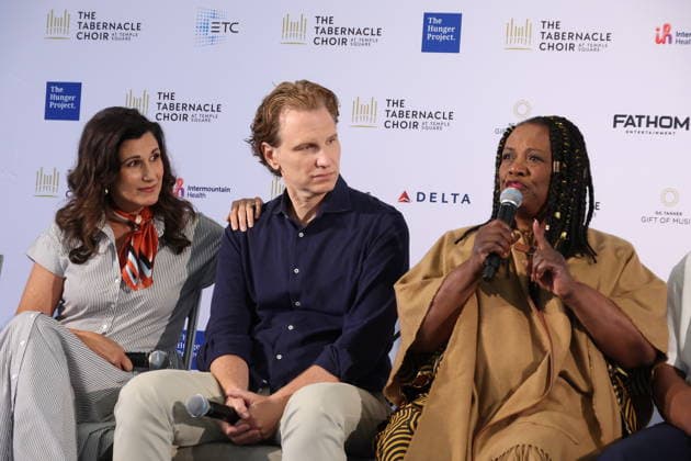 Los Angeles CA June 25: Sebastian Arcelus & Stephanie Block at The Tabernacle Choir & Orchestra at Temple Sqaure conference on June 25, 2026 Credit: USA  - ZUMAa123 20260625_zaa_a123_063 Copyright: xAdMediax