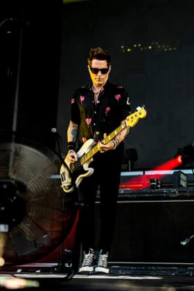 The Offspring live at Tinderbox 2026 Odense, Denmark. 26th, June 2026. The American rock band The Offspring performs a live concert during the Danish music festival Tinderbox 2026 in Odense. Here bass player Todd Morse is seen live on stage. Denmark, Odense  Copyright: xGonzalesxPhoto LassexLagonix