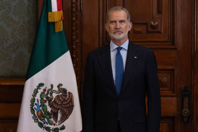 June 25, 2026, Mexico City, Mexico: Mexican President CLAUDIA SHEINBAUM PARDO welcomed KING FELIPE VI of Spain to the National Palace during the monarchs first official visit to Mexico in more than seven years and his first meeting with the current federal administration. The private meeting took place before the King traveled to Guadalajara to attend the 2026 FIFA World Cup match between Spain and Uruguay. Mexico City Mexico - ZUMAl178 20260625_znp_l178_014 Copyright: xCristianxLeyvax