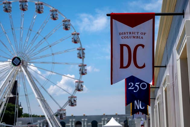 The Washington DC exhibit is seen during the first day of the Great American State Fair on the National Mall on June 25, 2026 in Washington, DC. The Freedom 250-backed Great American State Fair celebrating the 250th anniversary of the United States runs through July 10th.  WAP20260625737 BONNIExCASH