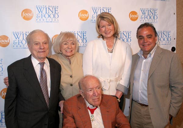 South Beach Wine & Food Festival Awards 2007 Feb 25, 2007 - Miami Beach, FL, USA - (From L-R) PETER MONDAVI, ROBERT MONDAVI (seated) with wife MARGRIT MONDAVI, MARTHA STEWART and DONALD E. LEFTON at the Tribute Brunch during Food Network s South Beach Wine and Food Festival held at the Loew s Hotel. Honorees include the incomparable Martha Stewart, who will receive the South Beach Wine & Food FestivalÕs Lifetime Achievement Award; winemakers Peter and Robert Mondavi, who will receive the Southern Wine & Spirits Lifetime Achievement Award; and Donald E. Lefton, Founder and Co-Principal of the The Continental Companies (formerly Carnival Resorts and Casinos) who will receive FIUÕs Michael E. Hurst Distinguished Hospitality Leaders Award. Copyright: xRoseannaxEllmanx