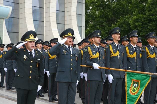 Military parade held in Baku on Armed Forces Day BAKU, AZERBAIJAN - JUNE 26: Military academy cadets and officers march through the main streets as Azerbaijan marks Armed Forces Day and the 108th anniversary of its army with official ceremonies in Baku, capital of Azerbaijan, on June 26, 2026. Resul Rehimov Anadolu Baku Azerbaijan. Editorial use only. Please get in touch for any other usage.  Copyright: x2026xAnadoluxResulxRehimovx