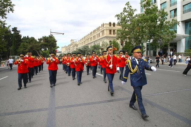 Military parade held in Baku on Armed Forces Day BAKU, AZERBAIJAN - JUNE 26: Military academy cadets and officers march through the main streets as Azerbaijan marks Armed Forces Day and the 108th anniversary of its army with official ceremonies in Baku, capital of Azerbaijan, on June 26, 2026. Resul Rehimov Anadolu Baku Azerbaijan. Editorial use only. Please get in touch for any other usage.  Copyright: x2026xAnadoluxResulxRehimovx