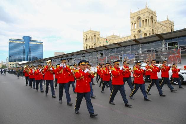 Military parade held in Baku on Armed Forces Day BAKU, AZERBAIJAN - JUNE 26: Military academy cadets and officers march through the main streets as Azerbaijan marks Armed Forces Day and the 108th anniversary of its army with official ceremonies in Baku, capital of Azerbaijan, on June 26, 2026. Resul Rehimov Anadolu Baku Azerbaijan. Editorial use only. Please get in touch for any other usage.  Copyright: x2026xAnadoluxResulxRehimovx