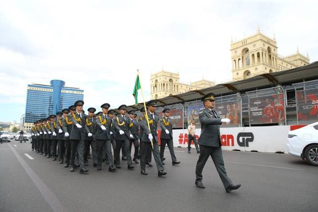 Military parade held in Baku on Armed Forces Day BAKU, AZERBAIJAN - JUNE 26: Military academy cadets and officers march through the main streets as Azerbaijan marks Armed Forces Day and the 108th anniversary of its army with official ceremonies in Baku, capital of Azerbaijan, on June 26, 2026. Resul Rehimov Anadolu Baku Azerbaijan. Editorial use only. Please get in touch for any other usage.  Copyright: x2026xAnadoluxResulxRehimovx
