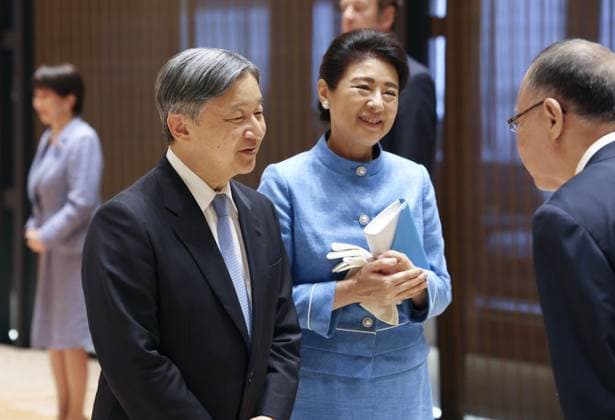 Emperor, empress return home Japanese Emperor Naruhito (front, L) and Empress Masako are greeted upon arrival at Tokyo s Haneda airport on June 26, 2026, following their official trip to the Netherlands and Belgium. Standing behind them is Japanese Prime Minister Sanae Takaichi. (Pool photo)  A14AA0005620365P