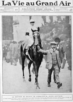 RECORD DATE NOT STATED Prestige (1903 ? 1923), wins the 1905 Grand Criterium Race. Prestige (1903 ? 1923), an undefeated French Thoroughbred racehorse and sire wins the 1905 Grand Criterium Race. Prestige was the dominant two-year-old in France in 1905, winning all seven of his races including the Omnium de Deux Ans, Prix de Deux Ans, Criterium de Maisons-Laffitte, Grand Criterium and Prix de la Foret. Editorial use only. All other uses to be cleared with the copyright owner (World History Archive), in advance., WHA_109_0329.jpg, Prestige; French Thoroughbred; racehorse; sire; 1905 Grand Criterium Race; undefeated; dominant two-year-old; France; Omnium de Deux Ans; Prix de Deux Ans; Criterium de Maisons-Laffitte; Grand Criterium; Prix de la Copyright: xx