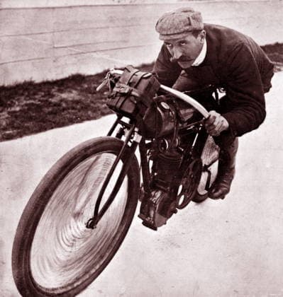 RECORD DATE NOT STATED Henri Cissac and his Peugeot motocyclette (1905). Henri Cissac and his Peugeot motocyclette (1905). Henri Cissac, (1877 - 1908); French motorcycle speed rider who became a racing driver, having spent his entire career with the French car manufacturer Peugeot. he won a French championship, and especially the Tour de France specialty category, in May 1905 Editorial use only. All other uses to be cleared with the copyright owner (World History Archive), in advance., WHA_109_0336.jpg, Henri Cissac; Peugeot motocyclette; 1905; French motorcycle speed rider; racing driver; French car manufacturer; Peugeot; French championship; Tour de France; specialty category; May 1905; vintage motorcycle; historic racing; French sportsma Copyright: xx