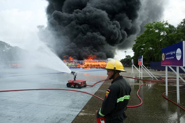 (260626) -- YANGON, June 26, 2026 -- Seized drugs are burnt in Yangon, Myanmar, June 26, 2026. Myanmar authorities marked the 39th International Day Against Drug Abuse and Illicit Trafficking on Friday, destroying large quantities of seized narcotics and precursor chemicals in ceremonies held in Yangon, Mandalay and Taunggyi. TO GO WITH Myanmar destroys large amounts of narcotics on World Drug Day ) MYANMAR-YANGON-SEIZED DRUGS MyoxKyawxSoe 
