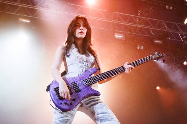The Warning live at Tons of Rock 2026 Oslo, Norway. 25th, June 2026. The Mexican hard rock band The Warning performs a live concert during the Norwegian music festival Tons of Rock 2026 in Oslo. Here bass player and singer Alejandra Villarreal is seen live on stage. Norway, Oslo  Copyright: xGonzalesxPhoto KetilxMartinsenx