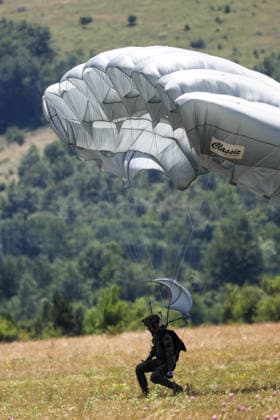 Combat Power 26 Military Exercise Paratrooper land at Barracks Josip Jovic during the Combat Power 26 international joint military exercise in Udbina, Croatia, June 26, 2026.  EmicaxElvedji PIXSELL
