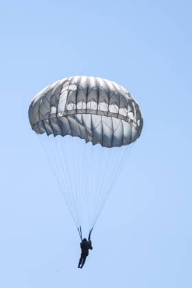Combat Power 26 Military Exercise A members of the Croatian Armed Forces and Minnesota National Guard descends on a parachute during the Combat Power 26 international joint military exercise at Barracks Josip JoviÄ‡ in Udbina, Croatia, June 26, 2026.  EmicaxElvedji PIXSELL