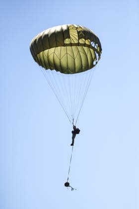 Combat Power 26 Military Exercise A members of the Croatian Armed Forces and Minnesota National Guard descends on a parachute during the Combat Power 26 international joint military exercise at Barracks Josip JoviÄ‡ in Udbina, Croatia, June 26, 2026.  EmicaxElvedji PIXSELL
