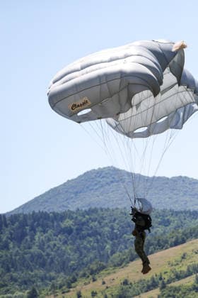 Combat Power 26 Military Exercise Paratrooper land at Barracks Josip Jovic during the Combat Power 26 international joint military exercise in Udbina, Croatia, June 26, 2026.  EmicaxElvedji PIXSELL