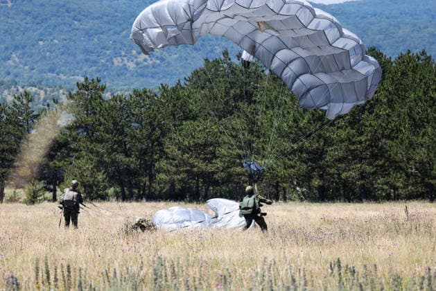 Combat Power 26 Military Exercise Paratrooper land at Barracks Josip Jovic during the Combat Power 26 international joint military exercise in Udbina, Croatia, June 26, 2026.  EmicaxElvedji PIXSELL