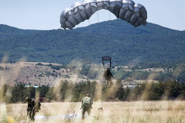 Combat Power 26 Military Exercise Paratrooper land at Barracks Josip Jovic during the Combat Power 26 international joint military exercise in Udbina, Croatia, June 26, 2026.  EmicaxElvedji PIXSELL