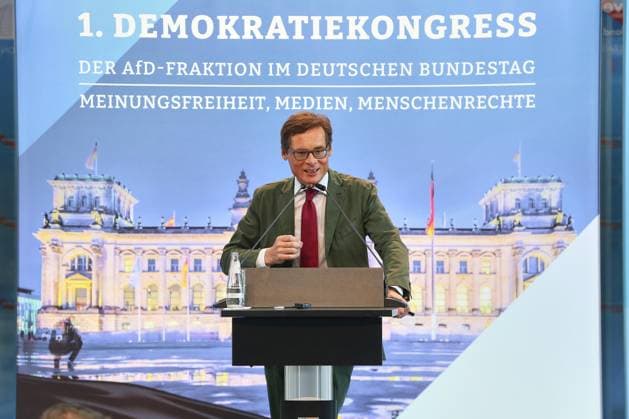 Berlin, Deutschland, 26.06.2026: Paul-Löbe-Haus: 1. Demokratiekongress der AfD-Fraktion im Bundestag: Roger Köppel, Weltwoche *** Berlin, Germany, June 26, 2026 Paul Löbe House 1 Democracy Congress of the AfD parliamentary group in the Bundestag Roger Köppel, Weltwoche Copyright: xdtsxNachrichtenagenturx dts_125412