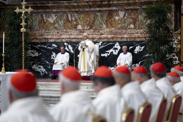 Pope Leo XIV Leads Extraordinary Consistory Opening Mass - Vatican Pope Leo XIV celebrates Mass with Cardinals at the opening of the Extraordinary Consistory on June 26, 2026 in Saint Peter’s basilica. Cardinals have gathered in the Vatican on June 26-27 to reflect on matters concerning the Church and the world today. The meeting opened with Mass in St. Peter s Basilica, entrusting the work of the Consistory. Photo by (EV) Simone Risoluti Vatican Media ABACAPRESS.COM Rome Vatican (or Holy See)  Copyright: xABACAx