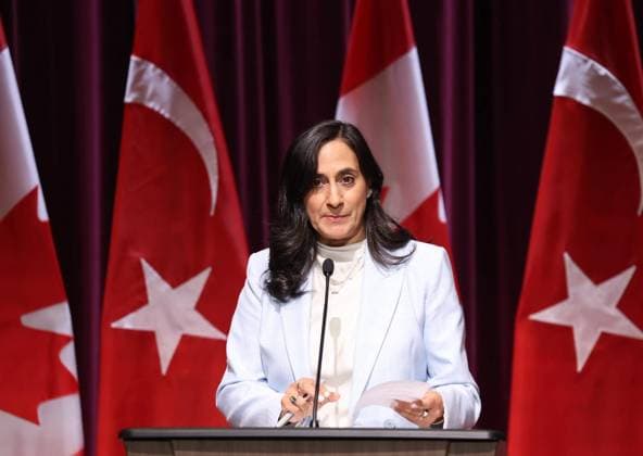 Hakan Fidan - Anita Anand press conference in Canada OTTAWA, CANADA - JUNE 26: (----EDITORIAL USE ONLY - MANDATORY CREDIT - TURKISH FOREIGN MINISTRY HANDOUT - NO MARKETING NO ADVERTISING CAMPAIGNS - DISTRIBUTED AS A SERVICE TO CLIENTS----) Turkish Foreign Minister Hakan Fidan (not seen) and Canadian Foreign Minister Anita Anand hold a joint press conference, on June 26, 2026, in Ottawa, Canada. Turkish Foreign Ministry Anadolu Ottowa Canada. Editorial use only. Please get in touch for any other usage.  Copyright: x2026xAnadoluxTurkishxForeignxMinistryx