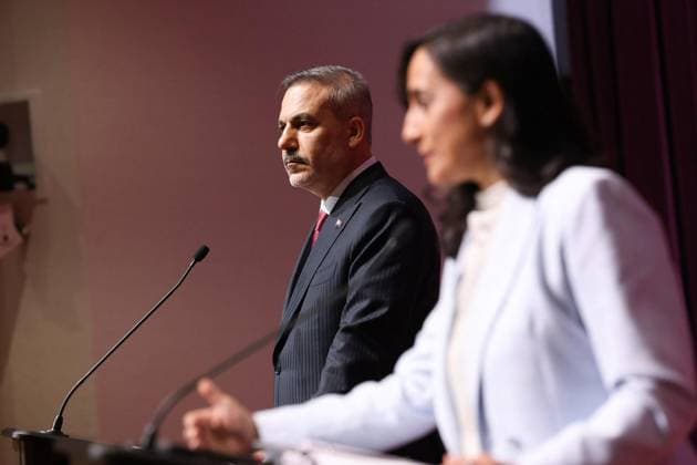 Hakan Fidan - Anita Anand press conference in Canada OTTAWA, CANADA - JUNE 26: (----EDITORIAL USE ONLY - MANDATORY CREDIT - TURKISH FOREIGN MINISTRY HANDOUT - NO MARKETING NO ADVERTISING CAMPAIGNS - DISTRIBUTED AS A SERVICE TO CLIENTS----) Turkish Foreign Minister Hakan Fidan (L) and Canadian Foreign Minister Anita Anand (R) hold a joint press conference, on June 26, 2026, in Ottawa, Canada. Turkish Foreign Ministry Anadolu Ottowa Canada. Editorial use only. Please get in touch for any other usage.  Copyright: x2026xAnadoluxTurkishxForeignxMinistryx