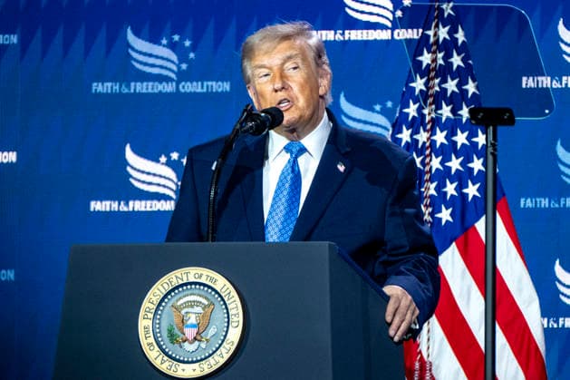 June 26, 2026, Washington, District Of Columbia, USA: United States President Donald J Trump speaks during the Faith and Freedom Coalition 2026 Road to Majority Policy Conference at the Washington Hilton Hotel in Washington, DC, USA, on Friday, June 26, 2026. President Trump and members of his cabinet will return to the Washington Hilton for the first time since the White House CorrespondentsÃ¢â‚¬â ¢ Association dinner shooting earlier this year Washington USA - ZUMAs152 20260626_faa_s152_006 Copyright: xBonniexCashx-xPoolxviaxCNPx