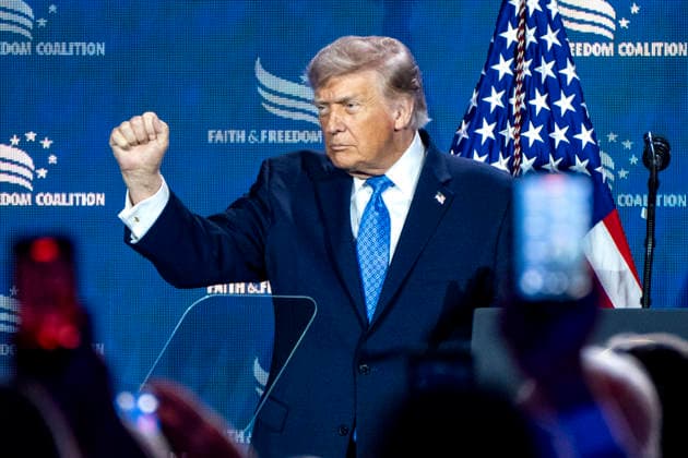 June 26, 2026, Washington, District Of Columbia, USA: United States President Donald J Trump departs after making remarks during the Faith and Freedom Coalition 2026 Road to Majority Policy Conference at the Washington Hilton Hotel in Washington, DC, USA, on Friday, June 26, 2026. President Trump and members of his cabinet will return to the Washington Hilton for the first time since the White House CorrespondentsÃ¢â‚¬â ¢ Association dinner shooting earlier this year Washington USA  - ZUMAs152 20260626_faa_s152_033 Copyright: xBonniexCashx-xPoolxviaxCNPx