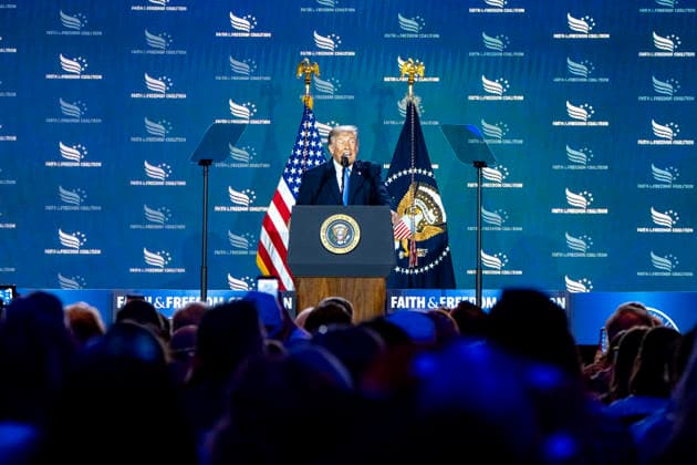 June 26, 2026, Washington, District Of Columbia, USA: United States President Donald J Trump speaks during the Faith and Freedom Coalition 2026 Road to Majority Policy Conference at the Washington Hilton Hotel in Washington, DC, USA, on Friday, June 26, 2026. President Trump and members of his cabinet will return to the Washington Hilton for the first time since the White House CorrespondentsÃ¢â‚¬â ¢ Association dinner shooting earlier this year Washington USA - ZUMAs152 20260626_faa_s152_055 Copyright: xBonniexCashx-xPoolxviaxCNPx
