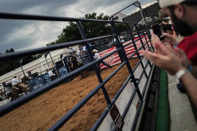 June 26, 2026, Washington, District Of Columbia, USA: People applaud as a cowboy rides a horse at a rodeo during the Great American State Fair on the National Mall in Washington, D.C. on June 26, 2026. Rodeo 250, produced by Cervi Rodeo Company, is one of numerous events during the 16-day fair, celebrating the 250th anniversary of the United States of America. Washington USA - ZUMAd227 20260626_znp_d227_033 Copyright: xBryanxDozierx