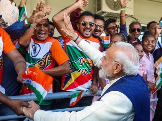 RECORD DATE NOT STATED Prime Minister Narendra Modi receives a warm welcome from the Indian diaspora Victoria Seychelles , Jun 27 (ANI): Prime Minister Narendra Modi receives a warm welcome from the Indian diaspora, at the airport, in Victoria on Saturday. (@narendramodi X ANI Photo) Victoria Seychelles Copyright: xANIx ANI_20260627165