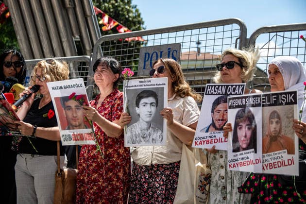 June 27, 2026, Istanbul, Istanbul, Turkey: Members of the Saturday Mothers People gathered for the 1109th weekly vigil at Galatasaray Square, demanding truth and justice for victims of enforced disappearances. During this week s gathering, participants called for an effective investigation into the 1994 enforced disappearance of Ibrahim Kartay, who was allegedly detained by security forces in Hani district of Diyarbakir and has been missing ever since. The group urged authorities to end impunity, reveal his fate, prosecute those responsible, and ensure accountability for all enforced disappearances in Turkey. Istanbul Turkey - ZUMAt171 20260627_zip_t171_009 Copyright: xAbdullahxTepelix