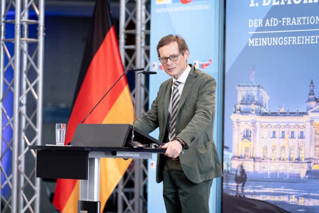 1. Demokratiekongress der AfD-Fraktion im Bundestag 1. Demokratiekongress der AfD-Fraktion im Bundestag, Paul-Löbe-Haus, Roger Köppel Berlin Berlin GER *** 1st Democracy Congress of the AfD Parliamentary Group in the Bundestag 1st Democracy Congress of the AfD Parliamentary Group in the Bundestag, Paul Löbe House, Roger Köppel, Berlin, Berlin, GER
