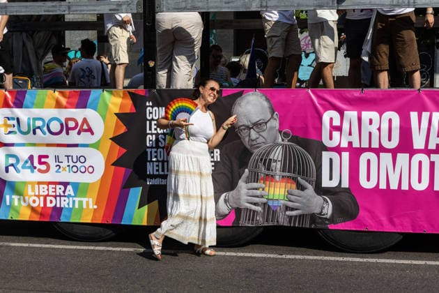 IPA86131343 - Milan, Central Station, Via Vittor Pisani, June 27, 2026, Milan Pride, posing with Valditara  Copyright: xFrancescoxEnriquezx xFrancescoxEnriquezx 86131343