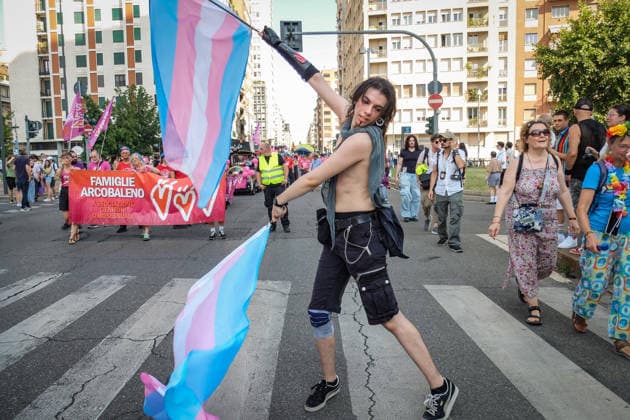 June 27, 2026, Milan, Italy: People attend the Milan Pride parade started from Piazza della Repubblica, Milan, June 27, 2026. ANSA MATTEO CORNER Milan Italy  - ZUMAa110 20260627_zaf_a110_004 Copyright: xMatteoxCornerx