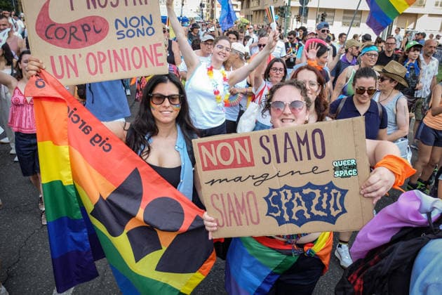June 27, 2026, Milan, Italy: People attend the Milan Pride parade started from Piazza della Repubblica, Milan, June 27, 2026. ANSA MATTEO CORNER Milan Italy  - ZUMAa110 20260627_zaf_a110_007 Copyright: xMatteoxCornerx