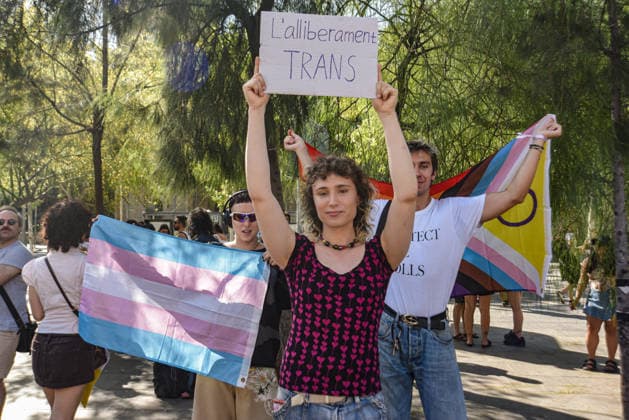 Demonstration for the 50th Diada for Sexual and Gender Liberation in Barcelona A group of people during the demonstration for the 50th Diada for Sexual and Gender Liberation, on June 27, 2026, in Barcelona, Catalonia, Spain. This year, as the event marks its 50th anniversary, the focus is on connecting the struggles of half a century ago with today’s violence and discrimination, and on denouncing setbacks and political attacks against sexual and gender rights. JUNE 27, 2026 DIADA PRIDE PROTEST RIGHTS EQUALITY CATALONIA Barcelona, Catalonia, Barcelona, Catalonia, Spain  Copyright: xAlbertoxParedesx 7626646
