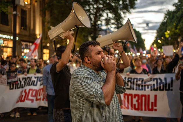 June 27, 2026, Tbilisi, Georgia: Protesters participate on the 577th day of anti-government rallies in Tbilisi, Georgia. Tbilisi Georgia  - ZUMAz174 20260627_zip_z174_004 Copyright: xMoexZoyarix